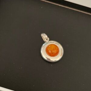 Sterling Silver Pendant with Amber Stone